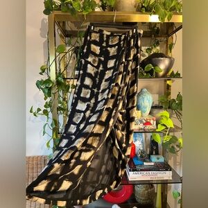 Zara Neutral Patterned Midi Skirt with Slit Size US Medium